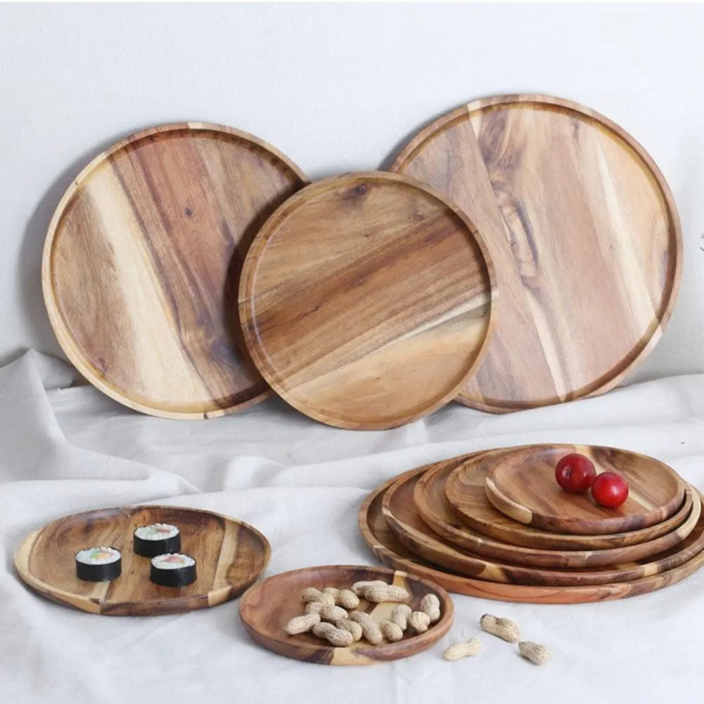 Round Wooden Tray Serving Platter